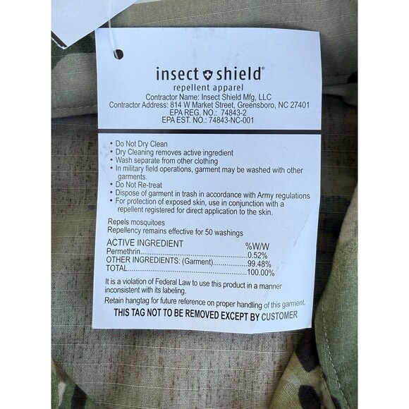 Men's‎ Camouflage Fatigues Combat Coat And Pants Insect Shield NWT Medium Long - Picture 6 of 7